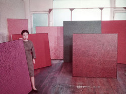 whitneymuseum: Yayoi Kusama in her New York studio in 1960. Yayoi Kusama, a major retrospective of the Japanese artist’s work, will be on view at the Whitney July 12-September 30, 2012. Kusama’s “infinity mirror room” Fireflies on the Water is