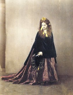 hewasalreadyme:  Virginia Oldoini and Pierre-Louis Pierson, Vengeance , c. 1865 When her husband, Count de Castiglione, threatened to take their son out of her care, the Countess sent him this hand-coloured photograph, which shows her in a dark-coloured