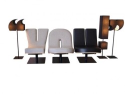 goodtypography:  TABISSO is a French design company focusing on high-end, typographic lounge furniture. Their chair line includes letters A-Z and numbers 1-9, and the coordinating floor lamps cover more than 20 punctuation marks. 