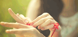  Red String of Fate“An invisible red thread connects those who are destined to meet, regardless of time, place, or circumstance. The thread may stretch or tangle, but it will never break.” 