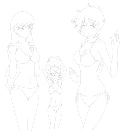 WIP of that beach picture, the lines are done. I&rsquo;ll probably start coloring tomorrow if I have time
