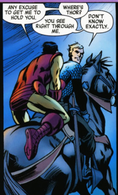 queer-tier:  OK, I saw this panel out of context, and it was delightful enough then, but now I’m reading it in context and it’s even more amazing, because it’s after Steve is back and they’re still awkward around each other, things are still strained