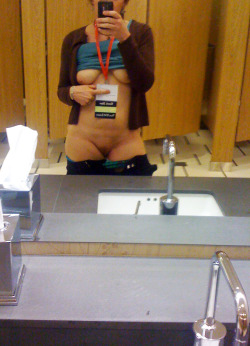 belle-convoitise:  In the conference center bathroom - hope Daddy likes.. Hope you like 