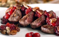 kinfood:  (via Recipe: Venison loin medallions with cranberry-chipotle sauce | MLive.com)  DEAR SWEET JEEBUS FUCK GET IN ME