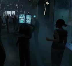 saveroomminibar:  Watch Dogs. Notice the waiters at the dotCONNECTION bar with QR codes on their head-displays? Heres what the QR codes lead you to.  