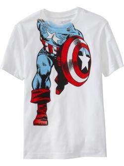 fashiontipsfromcomicstrips:  Marvel Comics T-shirts, ผ.94 each, Old Navy. Little boys get the best t-shirts. However, anyone who wears a women’s small/medium can comfortably wear these shirts in the larger sizes. Captain America T-shirt [link] Wolverine