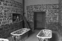 themajordino:    Graffiti in an abandoned mental institution.  this is haunting  This is amazing. It’s probably a great story behind that writing. Or the writing its self is a great story. But now it’s also art to me. This is just beautiful to me.