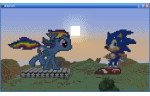 epicbroniestime:  Sonic and Dash - 2 by ~JeraldKintobor Made by hands, no programs or something like that. I used 12 Rainbow Dash sprites (from Desktop Ponies) and 6 Sonic sprites (from Sonic The Hedgehog 3 game), running track by me. I did 12 screenshots