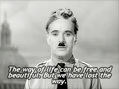  The jewish barber’s speech from The Great Dictator (1940). A poor jewish barber looks just like the bad dictator and is mistaken for him. He uses his chance to deliver a speech to the people disguised as the Dictator. A speech of love and kindness.