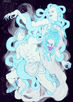 onorobo:  An illustration of the constellation Perseus.   It was originally done for an artbook project, but I think that’s been delayed for some time (possibly until late fall?)  Anyhow, I’ve been sitting on this for a while, but here you are.