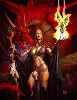 meanwhilebackinthedungeon:  — clyde caldwell elspeth the enchantress … and yes, that is another chain mail bikini… 