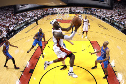 nba:  June 21, 2012 - NBA Finals Game 5: Oklahoma City Thunder at Miami Heat. (Photo by Ronald Martinez/Getty Images) 