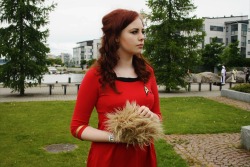 evansumirin:  Me at desucon with my tribble :D Tribble made by #talvikuningas, Star Trek uniform made by me and my mum, photos taken by #smiletattoo 