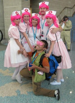 rinlockhart:  get-a-fucking-pen:  bootycallfish:  datkarkatass:  snuggaymer:  Anime Expo 2012 - Day 1  (June 29, 2012) Brock feelin the love from all the Nurse Joys! :D  this is my 9000th post omg  the male nurse joy in the back with the pink mustache