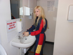 kel-lovesorangesoda:  Fav picture of me ever. Looking sexy in a jump suit. ‘why is there a urinal in the ladies?’