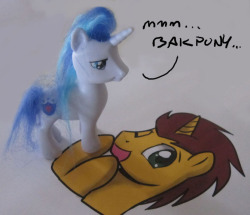 There&rsquo;s a lot of things I want to say and do about Brony Con Summer 2012, but first this. I was given a Shining Armor toy and just thought of Bakpony&hellip; I&rsquo;m sorry.