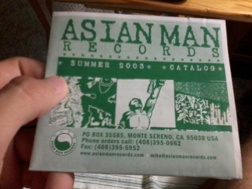I have quite a few of these Asian Man Records catalog slips, I wonder what would happen if I actually filled it out and order something off of them. Ehh I’ll probably just hang them up like posters haha.