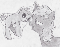 Look it&rsquo;s a baby thing and somepony holding it.  It could be a stranger, who knows?  Cute is it not? No? Well that&rsquo;s fine then, it&rsquo;s just a doodle. 