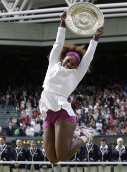 Serena Williams after winning Wimbledon, by the Associated Press