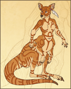 Inked Commission- Kangataur - by zenithfoxie . I asked Zenith to draw a kangaroo-taur, since they are so rare. I am quite pleased! &lt;3 What a fabulous creature!