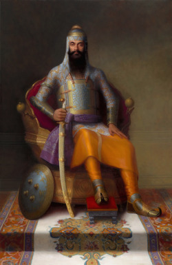 grandviziertothesultanofagrabah:  Maharajah Ranjit Singh, The Lion of the Punjab (1780 –1839). Oil on canvas, 52” x 80”, 2009 -  Manu Saluja. 