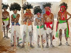 warriorpeople: Tarahumara Indians Costumed for pre-Easter rituals that merge ancestral beliefs with Christianity, members of the remote community of Choguita in the Sierra Madre prepare for their roles as Pharisees. Three days of dancing and a symbolic