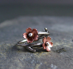 wickedclothes:  Cherry Blossom Branch Ring Sold on Etsy. 