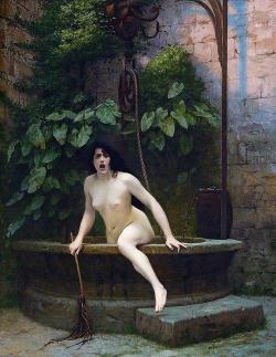 cumaeansibyl: seekers-whoarelovers:  museedart:  Truth Coming Out of Her Well to Shame Mankind, 1896 by Jean-Léon Gérôme  I’ve been thinking a lot about it and this is literally the best title of anything  so I guess it was some ancient Greek who