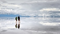 mikaelchoe:  Located at 11,995 feet above sea level, Salar de Uyuni is a mystifying salt flat in Altiplano, Bolivia that has a reflective nature when covered with water. 