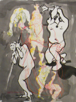 More figure drawings.   18&quot;x24&quot; ink, watercolor, and other media on paper