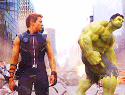 hopenight:  demonfeathers:  starkreactors:  #if you consider the timeline of the movie and all clint could be just noticing the hulk here and thinking ‘and who the fuck are you’  Clint: WHERE DID THE GREEN RAGE MONSTER COME FROM WHEN DID THIS HAPPEN IS