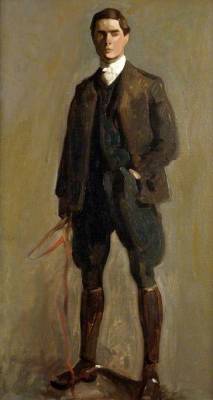 blastedheath:  Brian Hatton (English, 1887-1916), Self Portrait in Hunting Kit, 1903. Oil on board. Hereford Museum and Art Gallery. 
