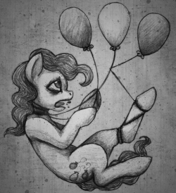 mlp-gore:  http://aisu-isme.deviantart.com/art/Pinkie-Pie-s-Balloons-267237100 This guy has a whole collection of grimdark ponies. I’ll post a couple more! 