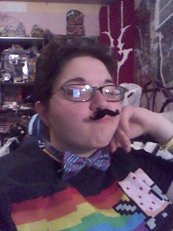 After a profoundly long and shitty day today I decided that the best course of action needed to remedy this was to go home and put on my favorite shirt and favorite bowtie. Then I remembered that I found some mustache stickers while cleaning. I feel