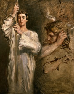 blastedheath:  Théodore Chassériau (French, 1819-1856), Jeune homme tenant la croix [Young Man Holding a Cross]. Oil on canvas. Musée Carnavalet, Paris. 