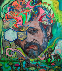 thelookingglassgallery:  &ldquo;Fractal Hippy - Terence McKenna&rdquo; by DimMedia   Terrence McKenna is a beast..