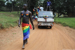 between-stars-and-waves: becausedragonage:  watercolored-braids:  sloppy:  shapeandcolour:  This weekend, activists in Uganda - a country where homosexuality is punishable by death - held their first Pride.  This is the epitome of courage. I have no