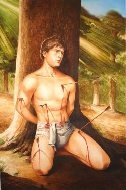 gay-erotic-art:  Sebastian was a Christian saint andmartyr, who is said to have died under the persecution of Christians by the Roman Emperor Diocletian in the third century CE. He is commonly depicted in art and literature tied to a post or tree and