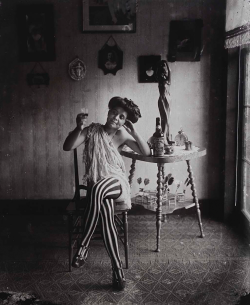 Silentcuriosity:  Storeyville Portraits, Prostitute With Striped Stockings Drinking