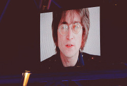 ghoddos:  John Lennon is displayed on a screen inside the stadium during the Closing Ceremony on Day 16 of the London 2012 Olympic Games at Olympic Stadium on August 12, 2012 in London, England. 