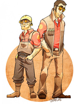 steveholtvstheuniverse:  fellowadventurers:  I find there’s a lack of Engineer and Sniper around here, SO I WANT TO FIX THAT BECAUSE GOSH WHAT CUTIES.  (haha Sorry to our non-TF2 followers, just bear with us)  LOOK AT THESE TWO CUTIES.
