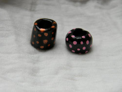 I have an Etsy shop, Spiniflora Emporium, where I currently sell dreadlock beads! This is a two set of polka dot beads, approximately 1 centimeter. Check &lsquo;em out by clicking the picture!