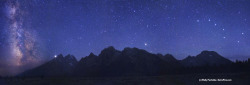 astronomerinprogress:  A Spectacular Sky Over the Grand Tetons  Credit &amp; Copyright: Wally Pacholka (Astropics.com); Image Processing: Tony Hallas Explanation: Behold the breathtaking beauty of Earth and sky together. In the foreground is the Teton