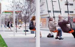elizabethtown:  reblogging again because of the explanation. via the-absolute-best-posts:boredofnoooooodles: “A bus stop with swings! Except the truth is even better. This is in Montreal and every summer they put up a series of musical swings. If