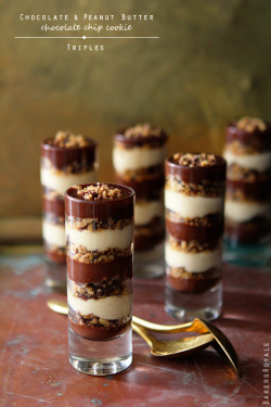 gastrogirl:  chocolate and peanut butter chocolate chip cookie trifles. 