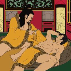 queerkhmer:  The traditional term for homosexuality in China is “the passion of the cut sleeve boys” (断袖之癖), so named from the story of Emperor Ai of Han (27 BCE - 1 BCE) and Dong Xian (23 BCE - 1 BCE). As the story goes, Emperor Ai fell in
