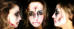 My Sister With Zombie Make-Up. My Second Try With Liquid Latex And Fake Blood. Retouch