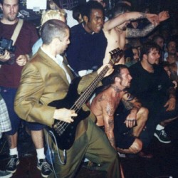 lowerxclass:  merchanddestroy:  mca from the beastie boys playing bass for the cro mags  RIP 