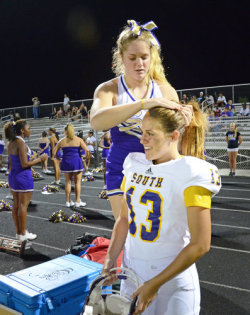 hippity-hoppity-brigade:  dreamingstarkly:  fonsecadelsur:  buxombibliophile:  badasswomen:  Erin DiMeglio, a 17 year old, may be the first girl to play quarterback in Florida high school football history. When the announcer told the crowd Erin DiMeglio