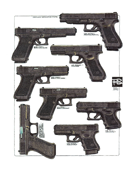 A collage of Glocks. From what I’ve heard and read, anything Glock is pretty damn good since they specialize in handguns.